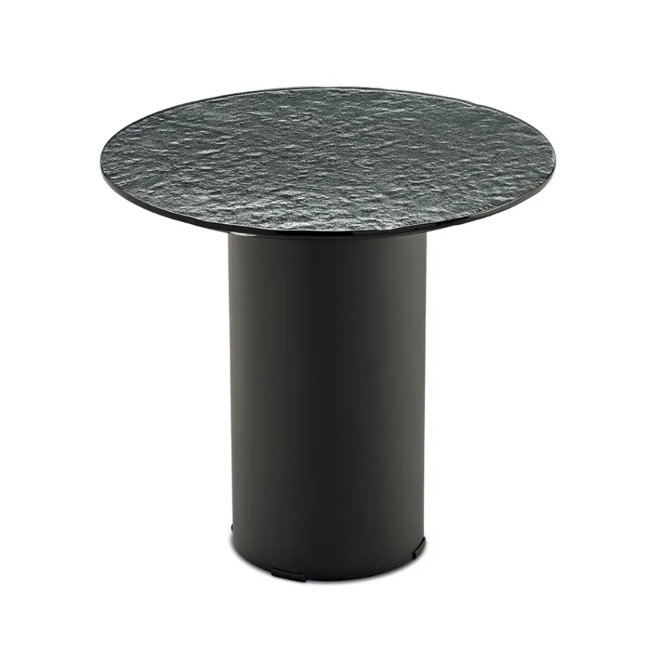 Tavolinë kafeje me bazë metalike dhe pasqyrë ose sipërfaqe xhami Ø45 cm - Flaminia Viadurini