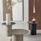 Tavolinë kafeje me bazë metalike dhe pasqyrë ose sipërfaqe xhami Ø45 cm - Flaminia Viadurini