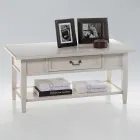 Tavolinë kafeje me sirtar dhe raft në dru të patinuar Made in Italy - Tuoni Viadurini