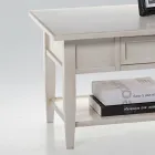 Tavolinë kafeje me sirtar dhe raft në dru të patinuar Made in Italy - Tuoni Viadurini