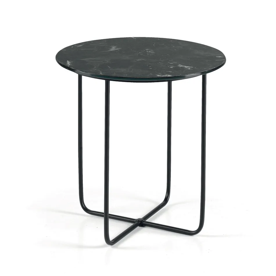 Tavolinë kafeje me pasqyrë dhe sipërfaqe qeramike me efekt mermeri, e prodhuar në Itali - Giusta Viadurini