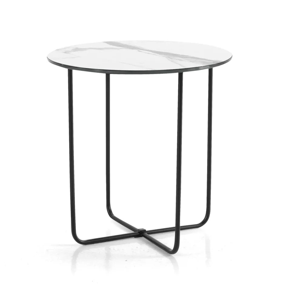 Tavolinë kafeje me pasqyrë dhe sipërfaqe qeramike me efekt mermeri, e prodhuar në Itali - Giusta Viadurini