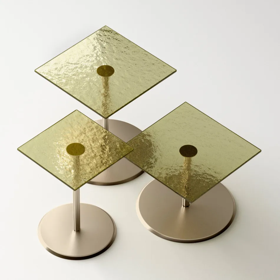 Tavolinë kafeje me xham katror ose majë metalike Made in Italy - Anakin Viadurini