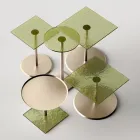 Tavolinë kafeje me xham katror ose majë metalike Made in Italy - Anakin Viadurini