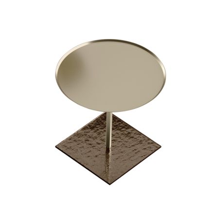 Tavolinë kafeje me xham të rrumbullakët ose majë metalike Prodhuar në Itali - Anakin Viadurini