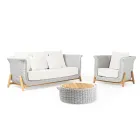 Tavolina e kontejnerëve të kopshtit me thurje tik dhe litar - Arjuna Viadurini