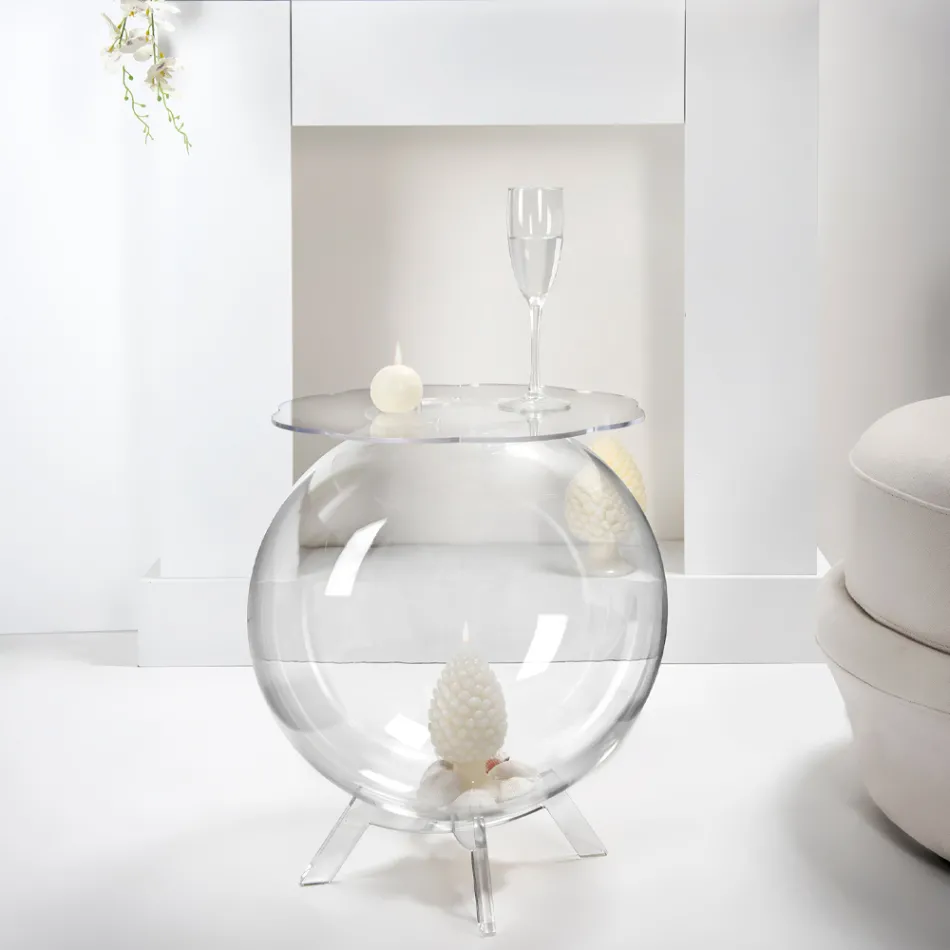 Tavolinë kontejnerësh me shumë përdorime në pleksiglas transparent, Prodhim në Itali - Scar Viadurini