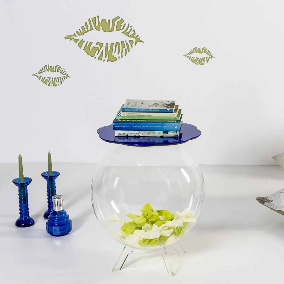 Tavolinë / kontejner kafe blu e çelur, dizajn modern i bërë në Itali Viadurini