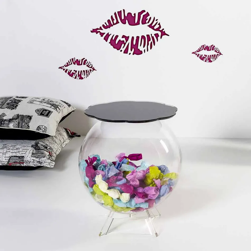 Tavolinë / enë kafeje e rrumbullakët e zezë Biffy, dizajn modern i bërë në Itali Viadurini