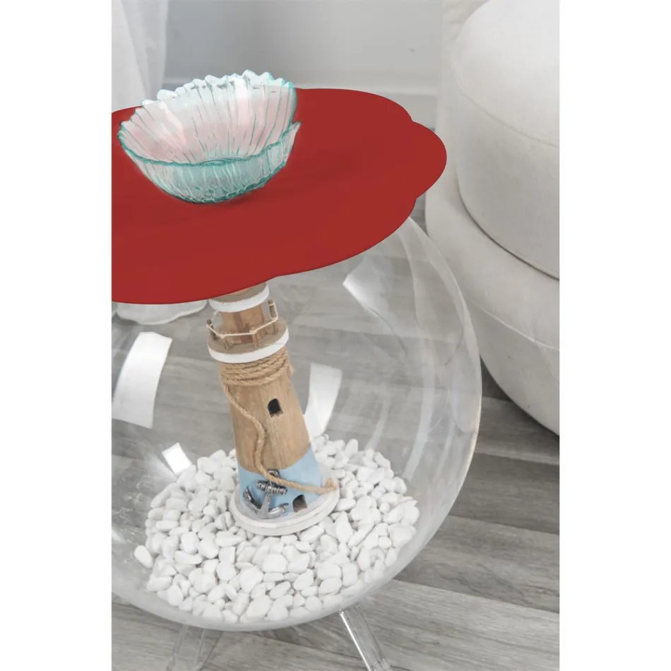 Tavolinë/enë e rrumbullakët e kuqe biffy, dizajn modern i prodhuar në Itali Viadurini