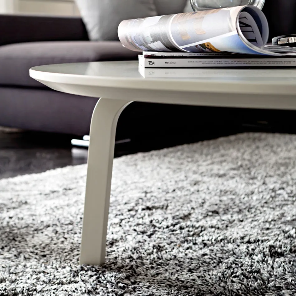 Tavolinë kafeje me majë të rrumbullakët në Mdf të lakuar Prodhuar në Itali - Tobiko Viadurini