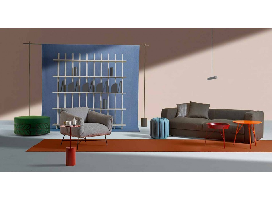 Tavolinë kafeje për dhomën e ndenjes në dizajn modern prej çeliku dhe druri me ngjyra - Fshikëza Viadurini