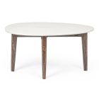 Tavolinë kafeje për dhomën e ndenjes në këmbë prej mermeri dhe druri mango - Desiderio Viadurini