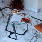 Tavolinë kafeje e punuar me dorë në Qelq dhe Çelik Prodhuar në Itali - Marbello Viadurini