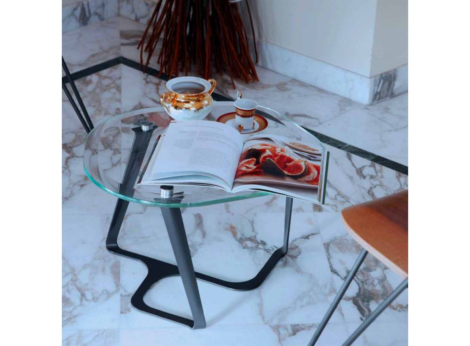 Tavolinë kafeje e punuar me dorë në Qelq dhe Çelik Prodhuar në Itali - Marbello Viadurini