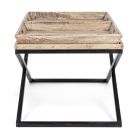 Tavolinë kafeje çeliku me tabaka në dizenjo druri mango - Cesira Viadurini
