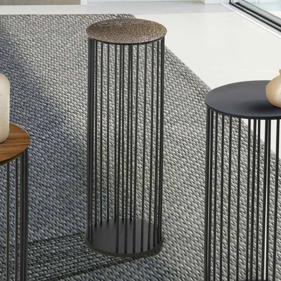 Tavolinë kafeje në kristal dhe metal të falsifikuar prodhuar në Itali - Montebianco Viadurini