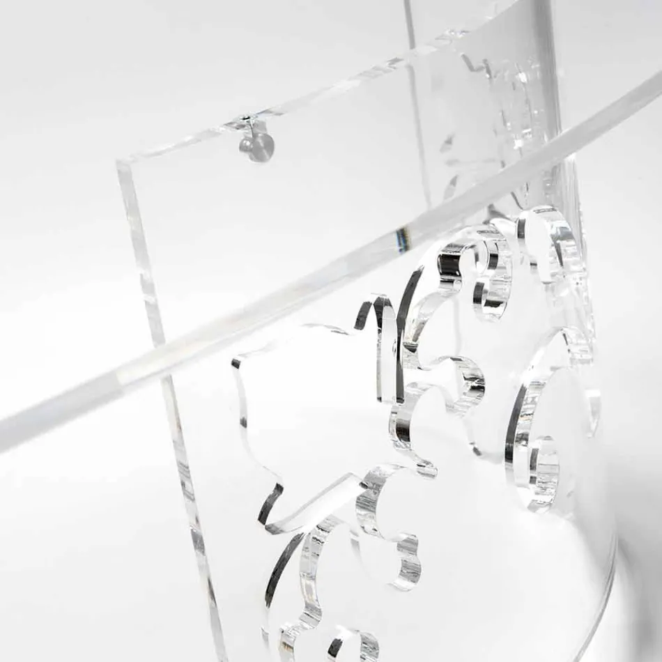 Tavolinë kafeje në pleksiglas të tymosur ose transparent me bazë të zbukuruar - Crassus Viadurini