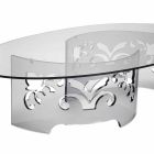 Tavolinë kafeje në pleksiglas të tymosur ose transparent me bazë të zbukuruar - Crassus Viadurini