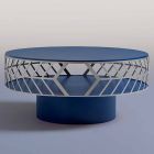 Tavolinë kafeje me dizajn të ulët modern blu ose burgundy me unazë - Lok Viadurini