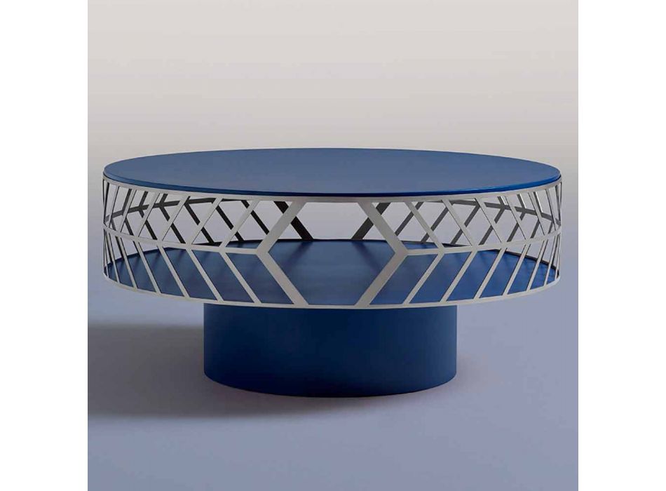 Tavolinë kafeje me dizajn të ulët modern blu ose burgundy me unazë - Lok Viadurini