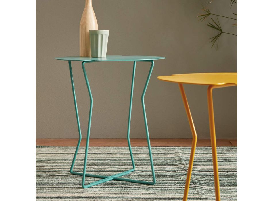 Tavoline Kafeje per Sallon ne Metal, Dizajn me ngjyra te ndryshme - Kathrin Viadurini
