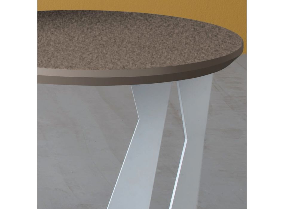 Tavolinë e rrumbullakët e kafesë në metal të pjerrët dhe qeramikë 3 përmasa - Coriko Viadurini
