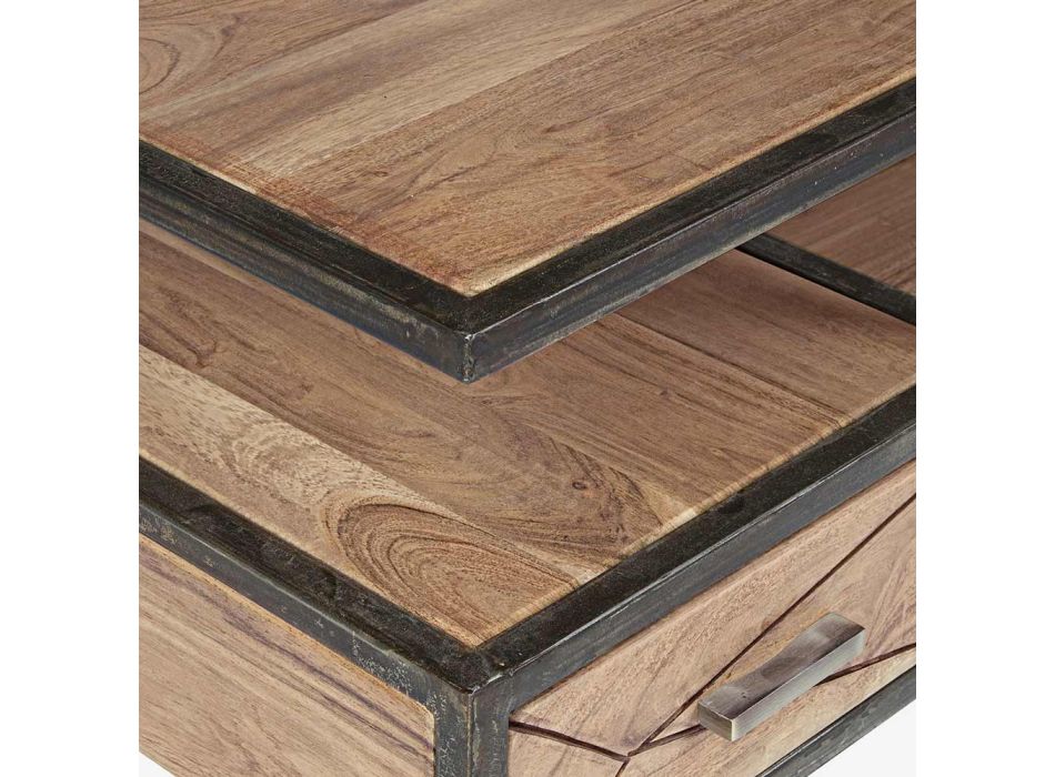 Dhomë ndenjeje tavoline kafeje prej çeliku dhe druri akacie Homemotion - Cristoforo