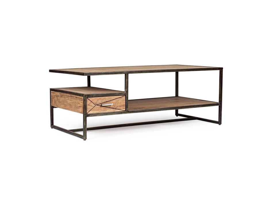 Dhomë ndenjeje tavoline kafeje prej çeliku dhe druri akacie Homemotion - Cristoforo Viadurini