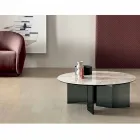 Tavolinë kafeje e rrumbullakët me majë qeramike dhe këmbë qelqi të tymosura - e rastësishme Viadurini