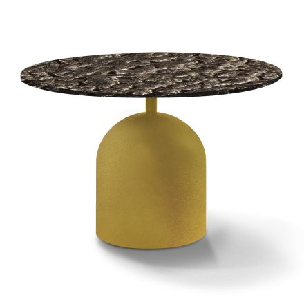 Tavolinë e rrumbullakët e kafesë në kristal dhe metal të farkëtuar Prodhuar në Itali - Livigno Viadurini