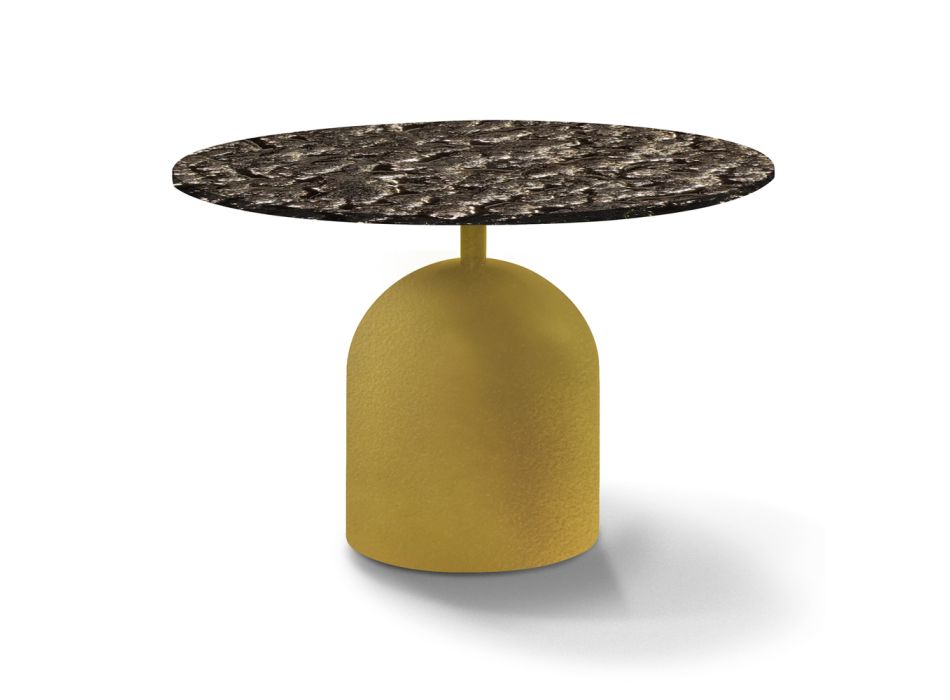 Tavolinë e rrumbullakët e kafesë në kristal dhe metal të farkëtuar Prodhuar në Itali - Livigno Viadurini