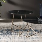 Tavolinë e rrumbullakët e kafesë në metal dhe xhami me efekt mermeri luksoz - Magali Viadurini