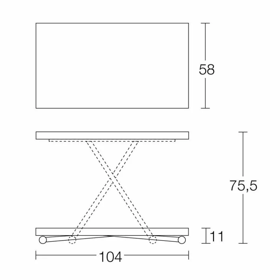 Tavolina e kafesë e konvertueshme në një model tavoline kuzhine të prodhuar në Itali - Genio Viadurini
