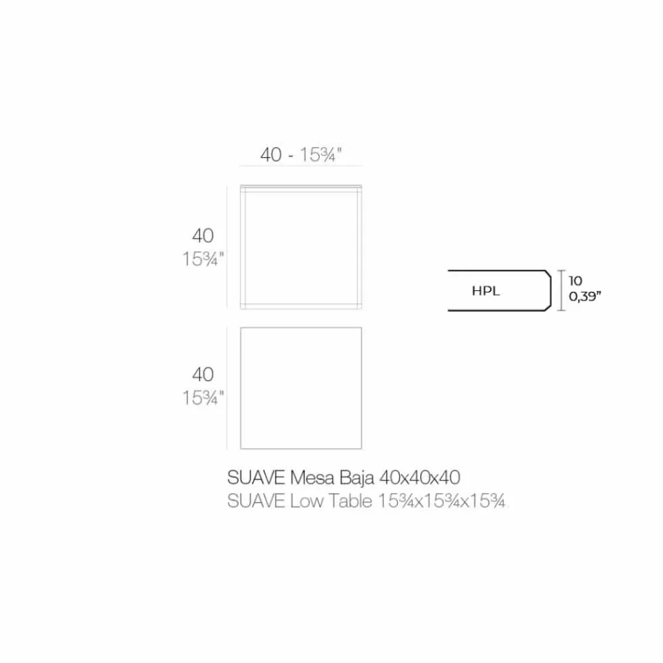 Tavolinë kafeje në natyrë në alumin dhe petëzuar katror të zi - Suave nga Vondom Viadurini