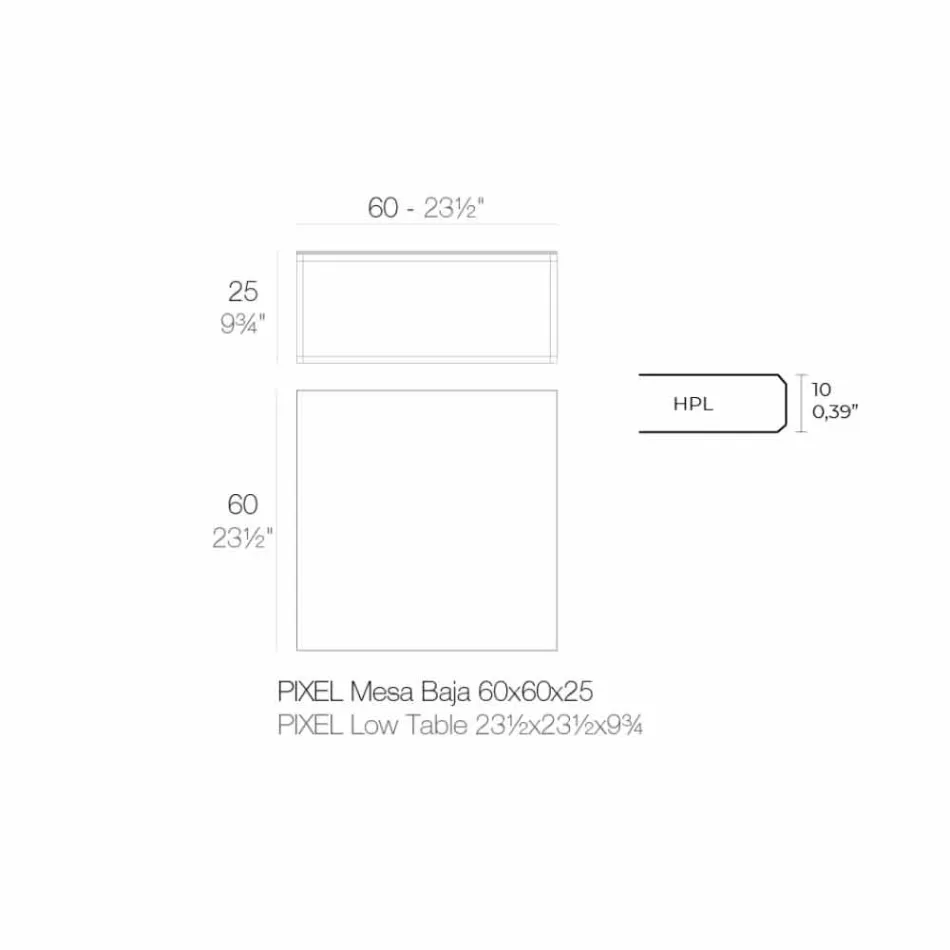 Tavolinë kafeje në natyrë në alumin dhe petëzuar katror të zi - Suave nga Vondom Viadurini
