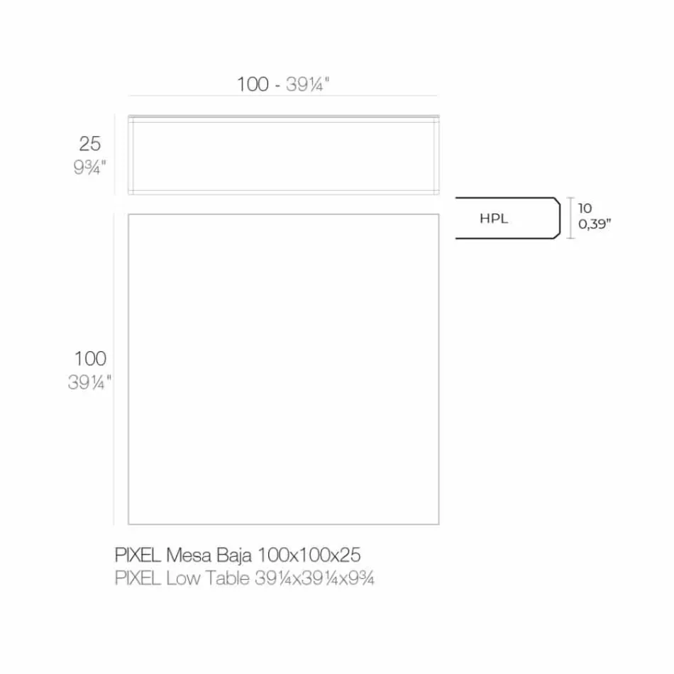Tavolinë kafeje në natyrë në alumin dhe petëzuar katror të zi - Suave nga Vondom Viadurini