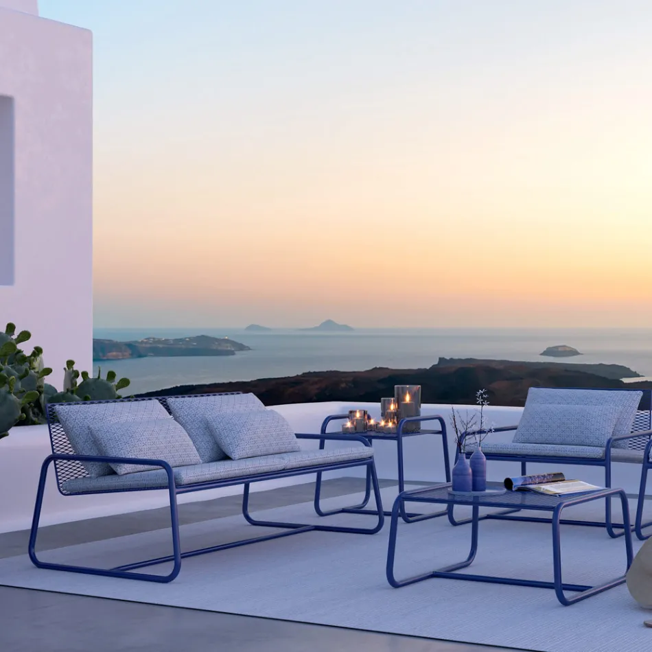 Tavolinë kafeje në ambient të hapur me metal me ngjyrë të lartë prodhuar në Itali - Karol Viadurini