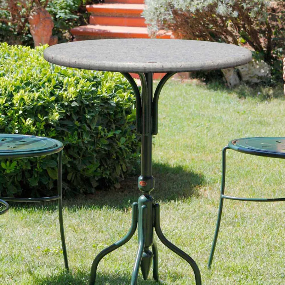 Tavolina e kafesë në natyrë me gurë të punuar me dorë në Itali - Livigno Viadurini