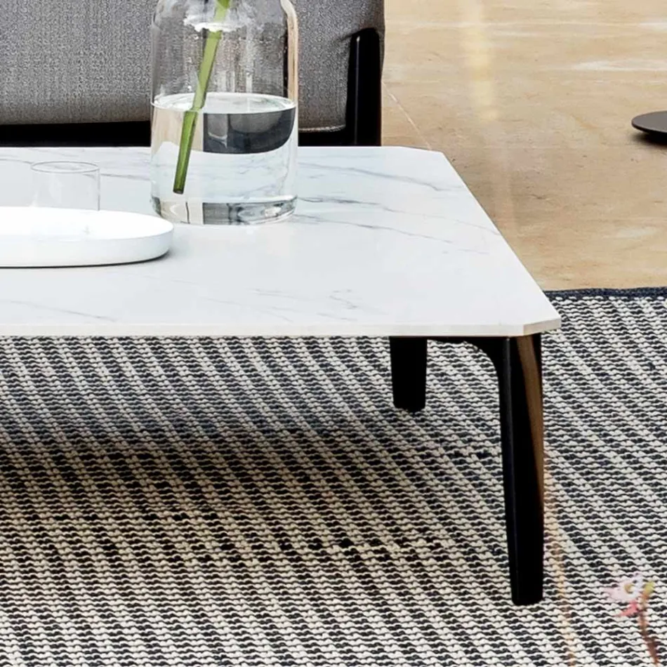 Tavolinë kafeje katrore në natyrë në alumin dhe enë guri të cilësisë së lartë - Filomena Viadurini