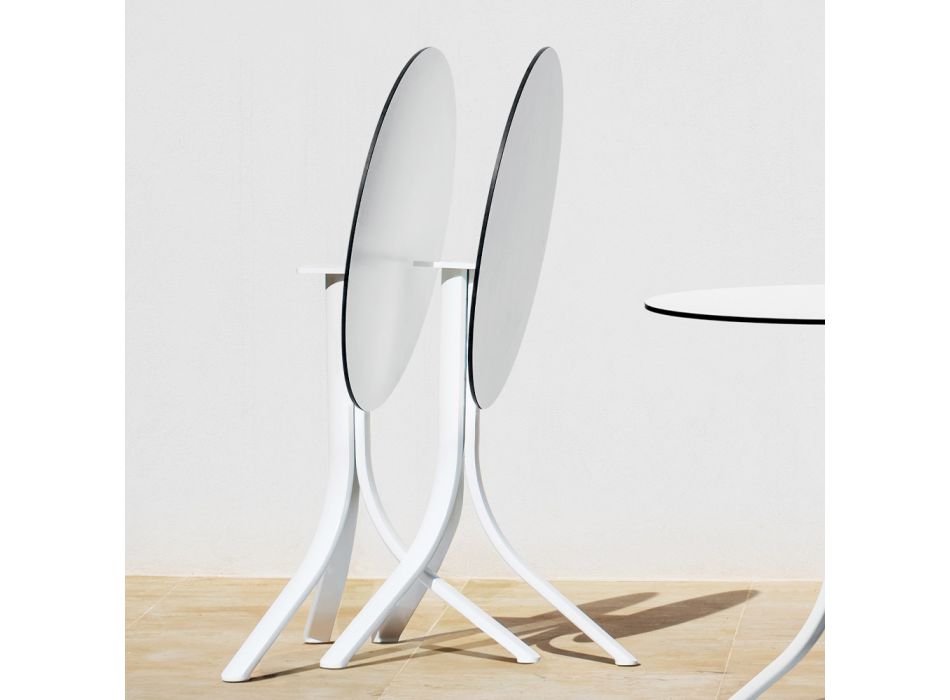 Tavolinë kafeje e rrumbullakët e shtrirë në natyrë me 3 këmbë në 2 ngjyra alumini - Filomena Viadurini