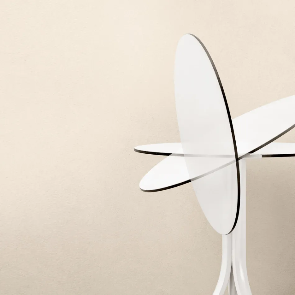 Tavolinë kafeje e rrumbullakët e shtrirë në natyrë me 3 këmbë në 2 ngjyra alumini - Filomena Viadurini