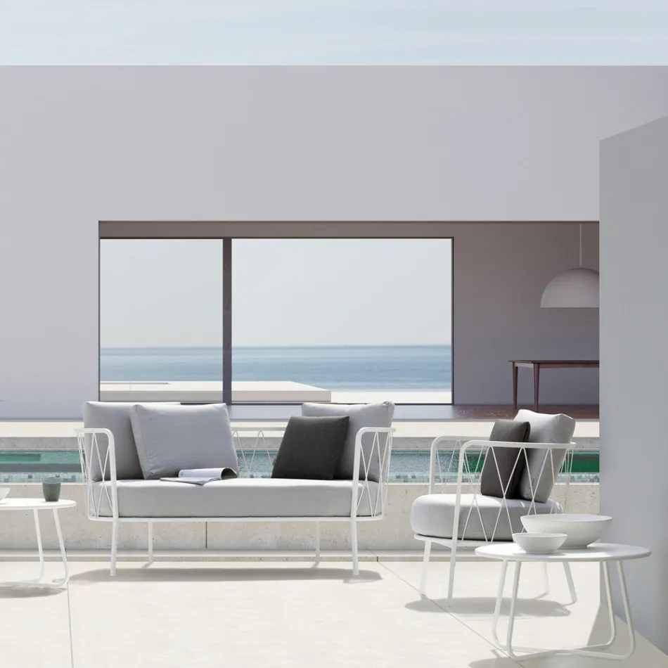 Tavolinë kafeje kopshti në çelik të galvanizuar Prodhuar në Itali - Brienne Viadurini