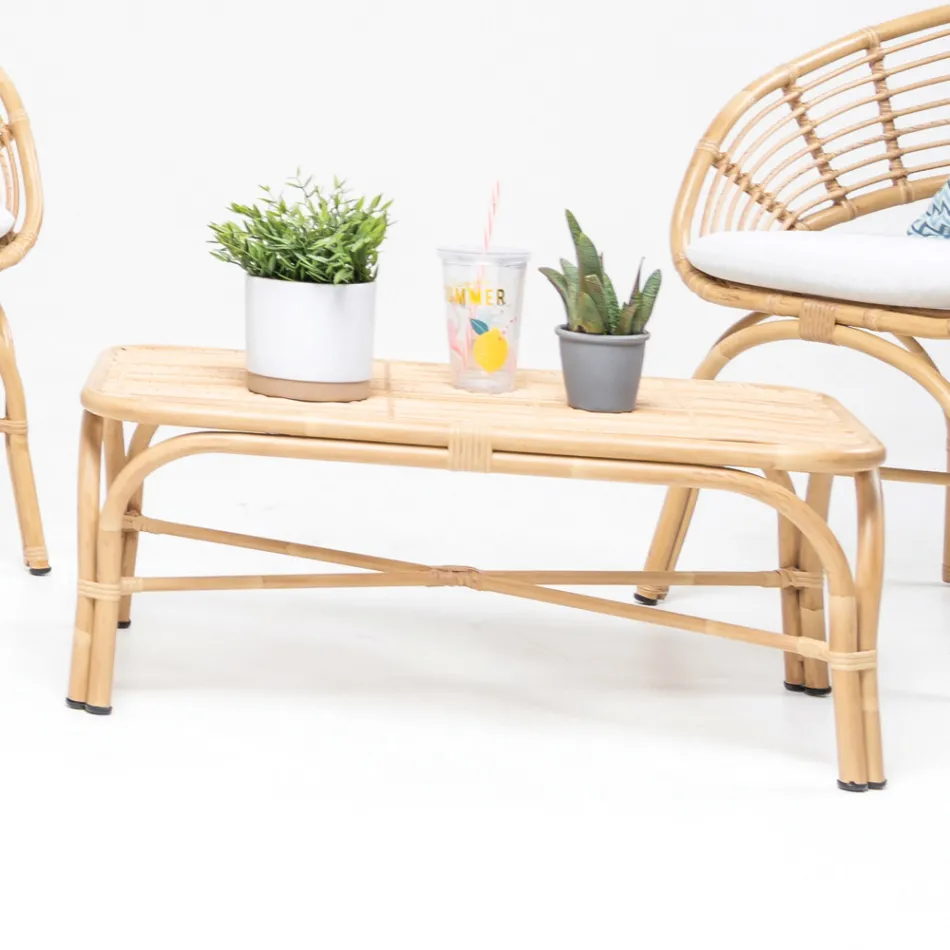 Tavolinë kafeje kopshti në thurje alumini dhe polirattan - Ellide Viadurini