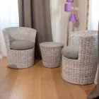 Tavolinë kafeje kopshti me fibra natyrale nga Kubù - Yokai Viadurini