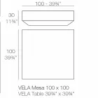 Tabela moderne anësore e kopshtit katror Vela nga Vondom, në polietileni Viadurini