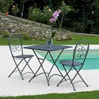 Tavolinë kafeje e palosshme e kopshtit katror në hekur gri antracit - Zoubiba Viadurini