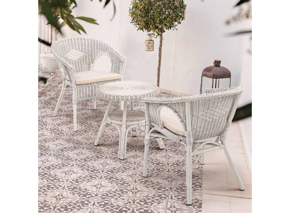 Tavolinë e rrumbullakët e kafesë Kopshti me bastun prej palme kacavjerrëse projektuese, me diametër 52 cm - Favolizia Viadurini