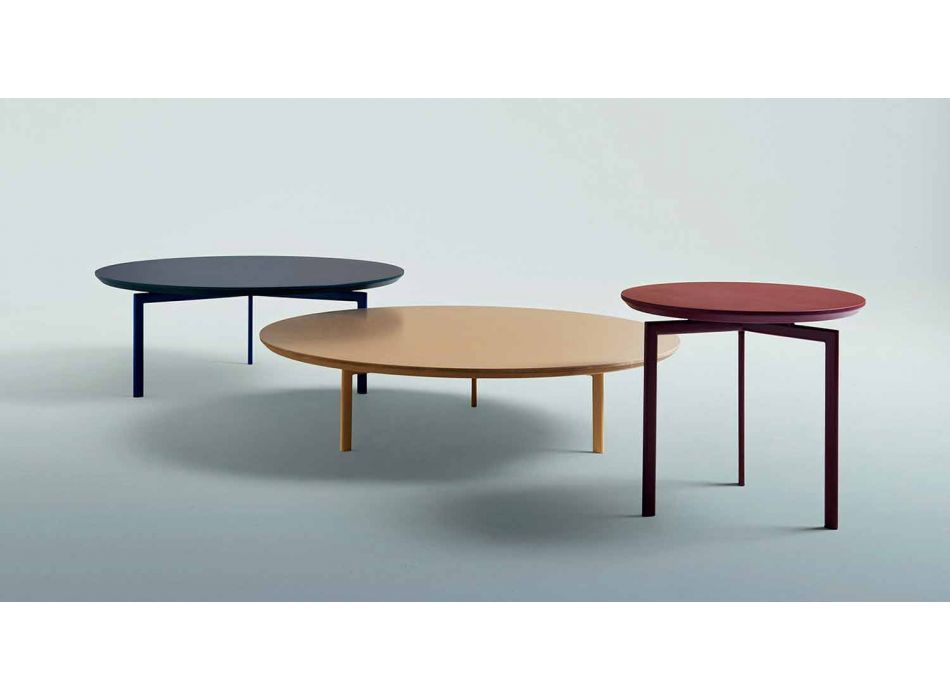 Tavolinë kafeje 3 këmbë në majë të çelikut dhe drurit me ngjyra - Pretty Viadurini