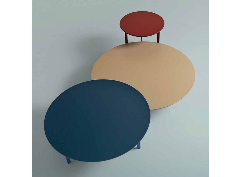 Tavolinë kafeje 3 këmbë në majë të çelikut dhe drurit me ngjyra - Pretty Viadurini